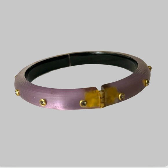 Alexis Bittar Lucite Crystal Hinged 
Bangle Bracelet Purple - Picture 3 of 7